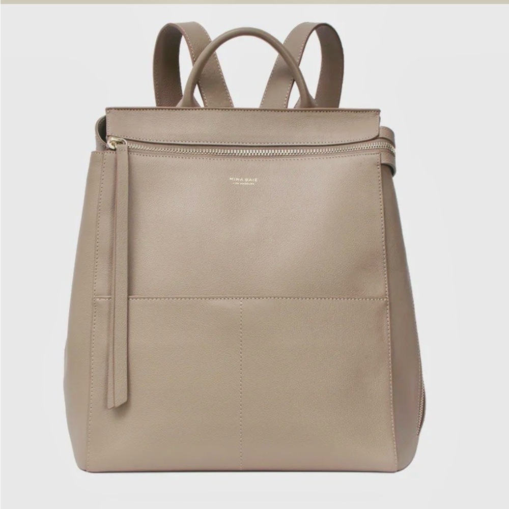 Mini Baie Women's Tan Leather Back Pack / Diaper Bag